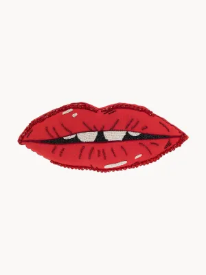 Anna + Nina Подушка декоративная Pout в форме губ, 13х37 см, красная с чёрным