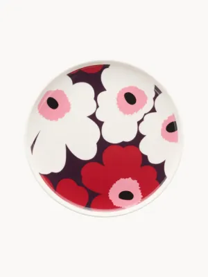Marimekko Тарелка для завтрака Unikko, диаметр 20 см, сливовая с красным, светло-розовым и белым