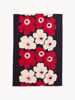 Marimekko Полотенце кухонное Unikko, красный, тёмно-зелёный и оттенки бежевого