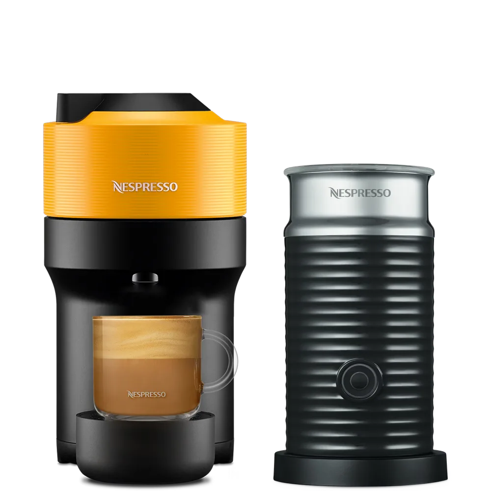 Кофемашина Nespresso Vertuo Pop манго и Aeroccino 3