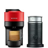 Кофемашина Nespresso Vertuo Pop красная и Aeroccino 3 — фото 1