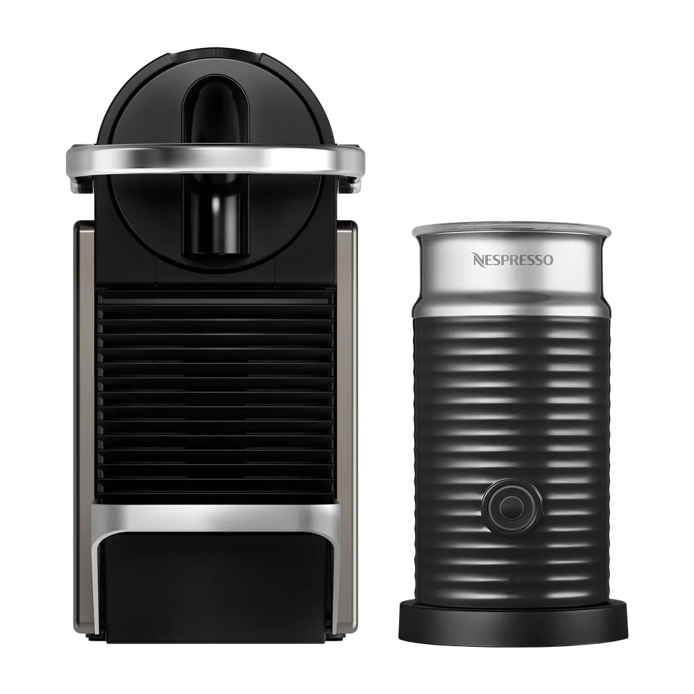 Кофемашина Nespresso Pixie титановая и Aeroccino 3