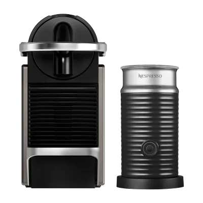 Кофемашина Nespresso Pixie титановая и Aeroccino 3
