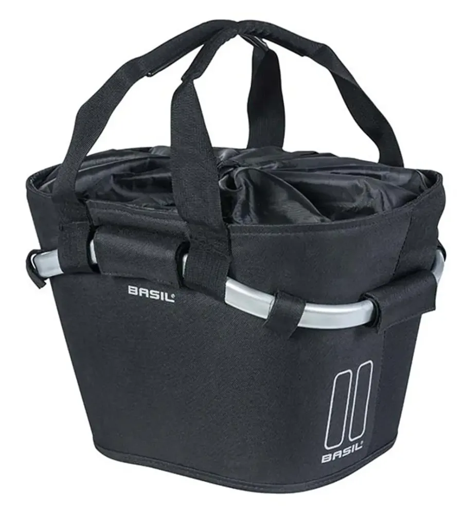 Велосипедная корзина на руль Basil Classic Carry All KF, Объём 15 л, цвет чёрный / Объём 15 л, цвет серый