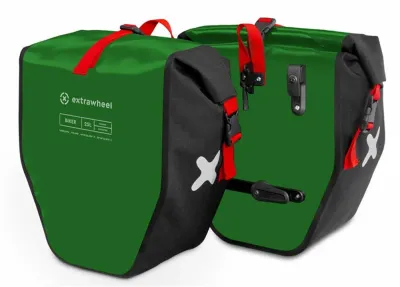 Велосумки Extrawheel Biker, Объём 50 л, цвет чёрно-зелёный