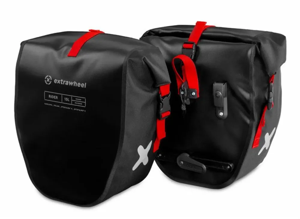 Велосумки Extrawheel Rider, Объём 30 л, цвет чёрно-графитовый / Объём 30 л, цвет красно-серый / Объём 30 л, цвет чёрно-жёлтый / Объём 30 л, цвет чёрно-красно-зелёный