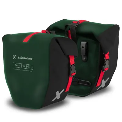 Велосумки Extrawheel Rider, Объём 30 л, цвет чёрно-красно-зелёный