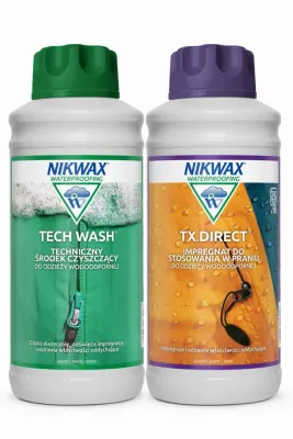 Набор для ухода Nikwax Tech Wash / TX. Direct Wash-In, Цвет бело-фиолетово-зелёный, упаковка 2 шт x 1 л