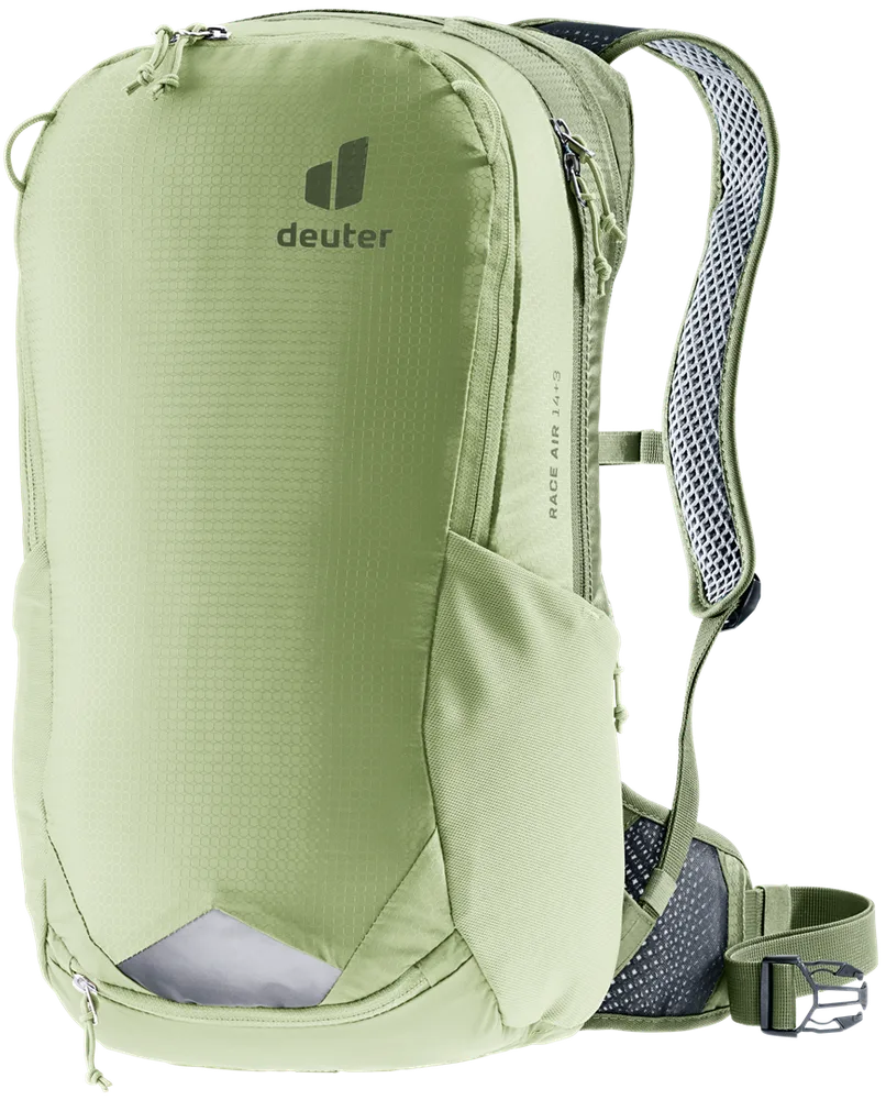Рюкзак велосипедный Deuter Race Air 14 + 3, Объём 17 л, цвет зелёный / Объём 17 л, цвет бежевый