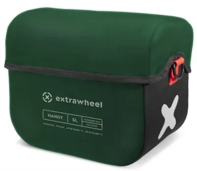 Сумка велосипедная на руль Extrawheel Handy Polyester, Объём 5 л, цвет чёрно-зелёный