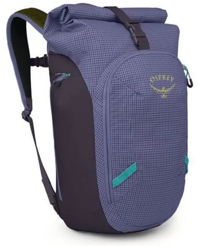 Рюкзак велосипедный Osprey Transporter Roll Top, Объём 30 л, цвет фиолетовый / Объём 30 л, цвет зелёный
