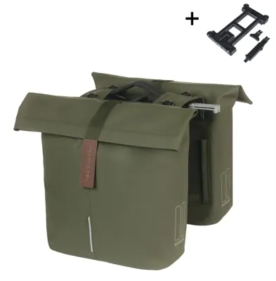Велосумки Basil City + MIK, Объём 28 л, цвет зелёный