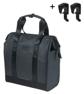 Сумка велосипедная на багажник Basil City Grand Shopper + MIK, Объём 23 л, цвет графитовый