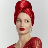 GLOV Hair Wrap Satyna Red двусторонний тюрбан для волос из микрофибры и сатина, 1 шт — фото 2
