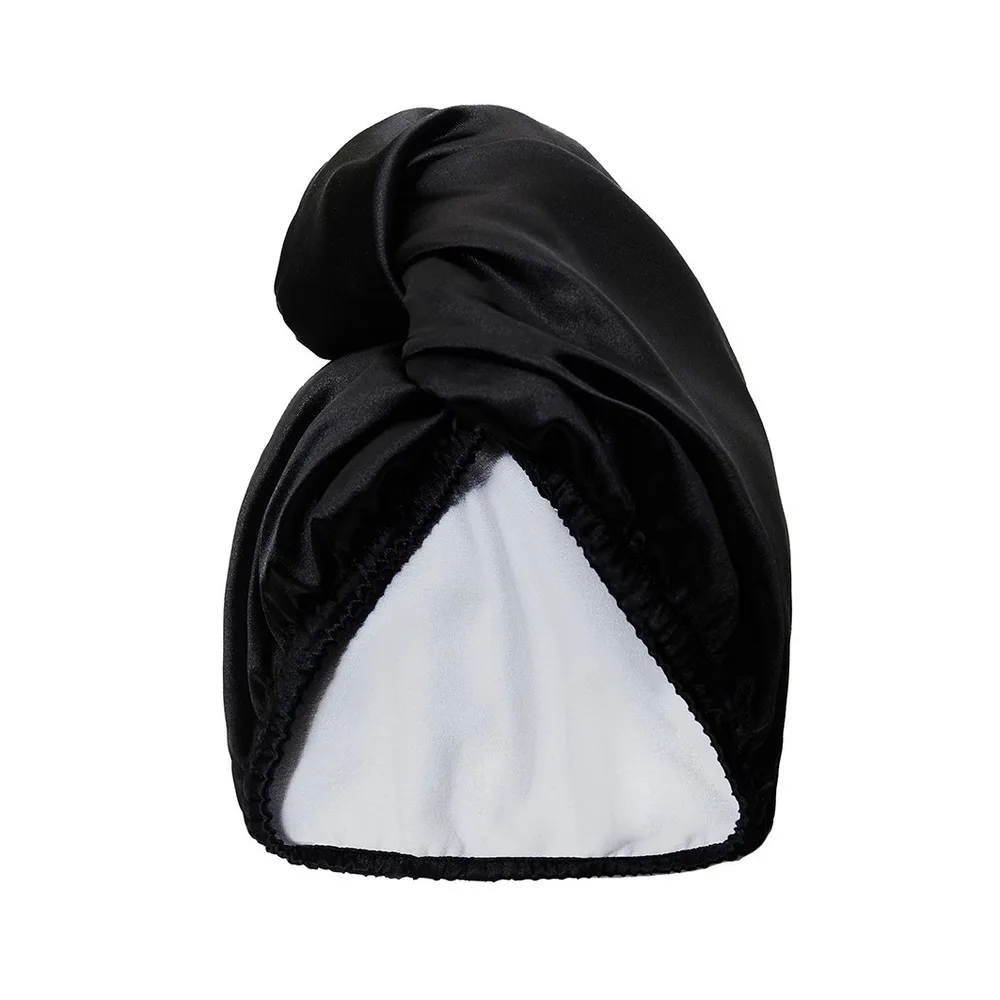 GLOV Hair Wrap двусторонний тюрбан для волос, микрофибра и сатин, черный, 1 шт