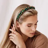 Republika Jewelry GOLDEN GREEN обруч для волос с кристаллами изумрудного и золотого оттенка, 1 шт — фото 2
