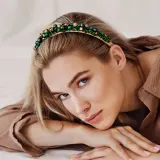 Republika Jewelry GOLDEN GREEN обруч для волос с кристаллами изумрудного и золотого оттенка, 1 шт — фото 3