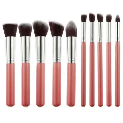 Technique Pro - Makeup Brushes, Set of 10 pieces - Pink/Silver, 1 шт