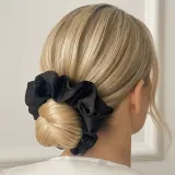 Poshyou GUMKA SCRUNCHIE MAXI NERO резинка для волос чёрная, 1 шт — фото 2