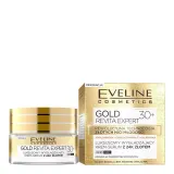 Eveline Cosmetics Gold Lift Expert Крем-сыворотка для лица разглаживающая с золотом 24К, дневная и ночная, 30+, 50 мл — фото 1