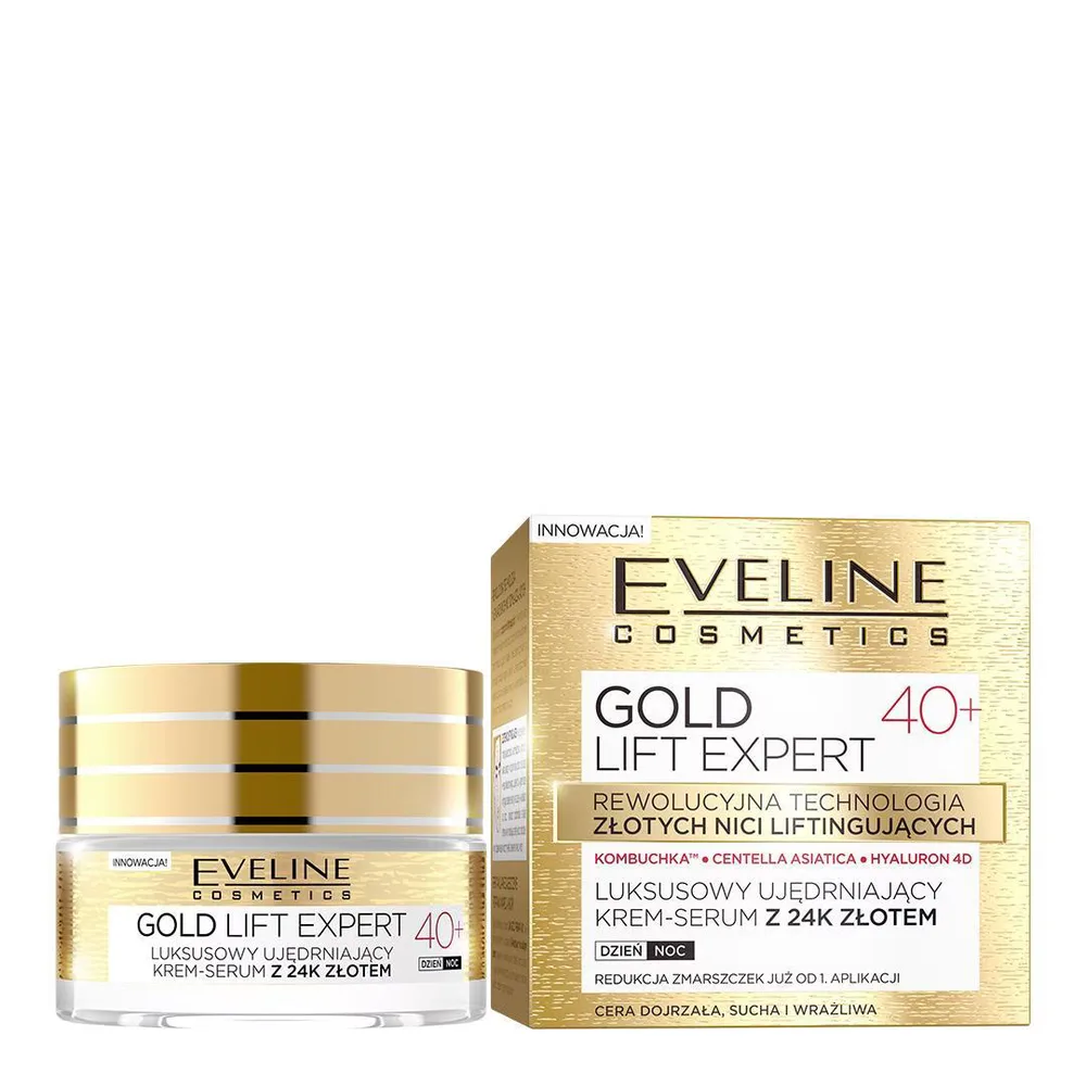 Eveline Cosmetics Gold Lift Expert укрепляющий крем-сыворотка с 24K золотом, день и ночь, 40+, 50 мл