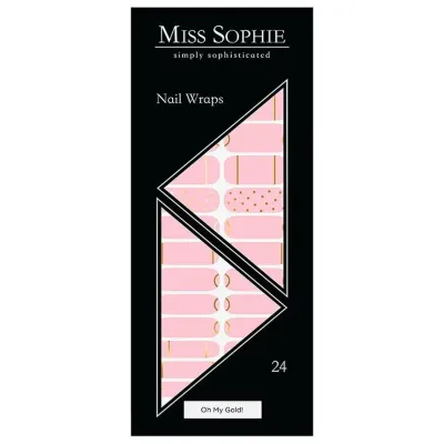 Miss Sophie's Oh My Gold! наклейки-плёнки для ногтей, розовые с золотыми акцентами, 1 шт