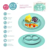 Ezpz Mini Mat силиконовая тарелка с подкладкой 2 в 1 для детей, пастельный голубой, 1 шт — фото 2