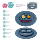 Ezpz Mini Mat силиконовая тарелка с подкладкой 2 в 1, темно-синяя, 1 шт — фото 5
