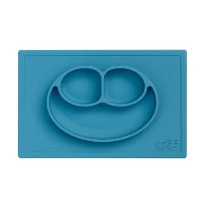 Ezpz Happy Mat тарелка-коврик силиконовая 2 в 1 детская, голубая, 1 шт