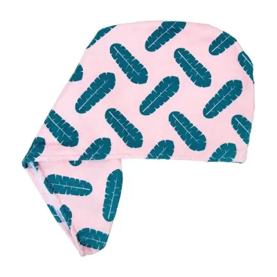 Coco and Eve Microfibre Towel Wrap полотенце-тюрбан для волос из микрофибры Leaf Print, впитывающий тюрбан с кнопкой и петлёй для сушки волос, принт с листьями Coco & Eve Microfibre Towel Wrap 1.0(Leaf Print), 1 шт