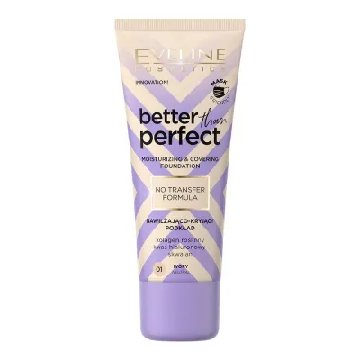 Eveline Cosmetics Better Than Perfect Тональная основа увлажняюще-кроющая, формула No Transfer, 30 мл, оттенок NR 01