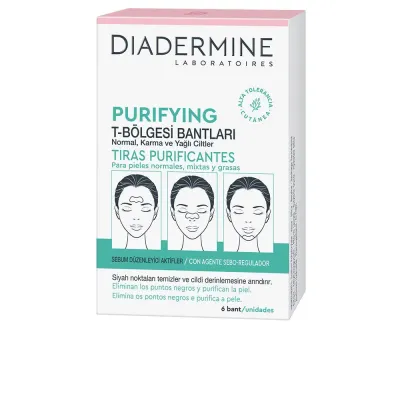 Diadermine очищающие полоски для носа, лба и подбородка от черных точек, 6 шт