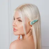 Crystallove заколка для волос с амазонитом и жемчужинами, 1 шт — фото 3