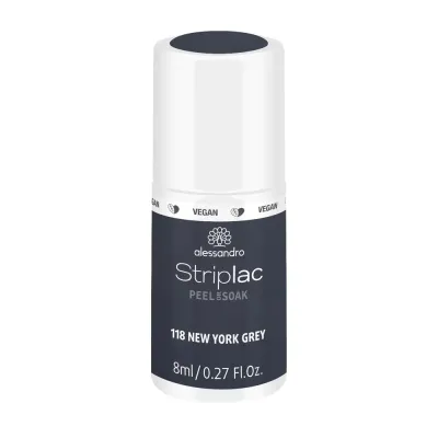 Alessandro Striplac Peel or Soak Гель-лак для ногтей UV веганский, оттенок 118 - YORK GREY. SALE