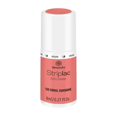Alessandro Striplac Peel or Soak Гель-лак для ногтей UV веганский, оттенок 130 - CORAL SUNSHINE. SALE