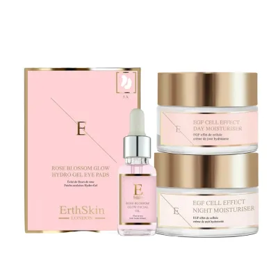 Набор для ухода за лицом ErthSkin London Zestaw rozswietlajacy EGF + platki rozy, 30 мл