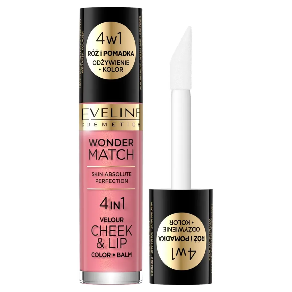 Eveline Cosmetics Wonder Match Velour жидкие румяна и помада для губ 2 в 1, 4,5 мл, оттенок NO 03