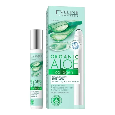 Eveline Cosmetics Organic Aloe + Collagen роллер для контура глаз увлажняющий, 15 мл