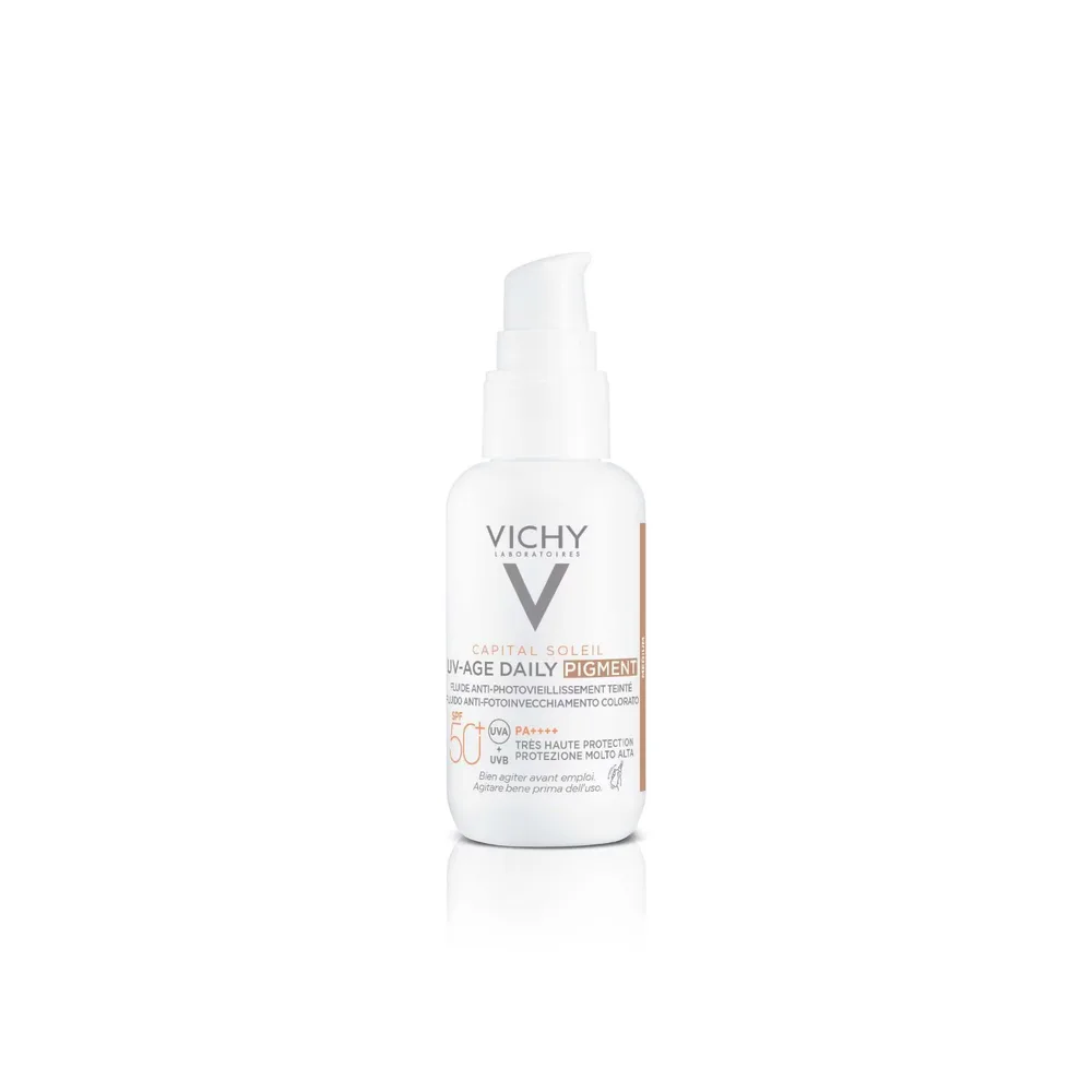 Солнцезащитный крем Vichy Fluide Solaire Anti-Photoviellissement Teinte Medium SPF50+ UV-AGE na dzien, 40 мл
