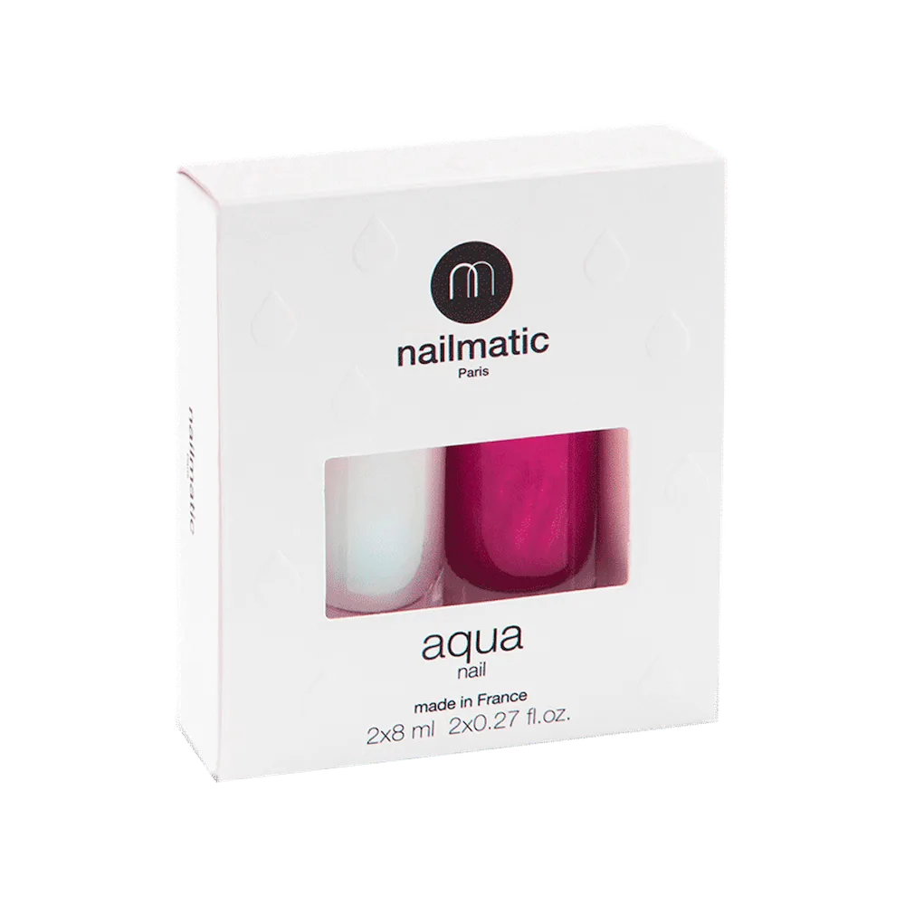 Nailmatic Aqua Nail Camelia набор: лак для ногтей и покрытие база-топ 2 в 1, 16 мл