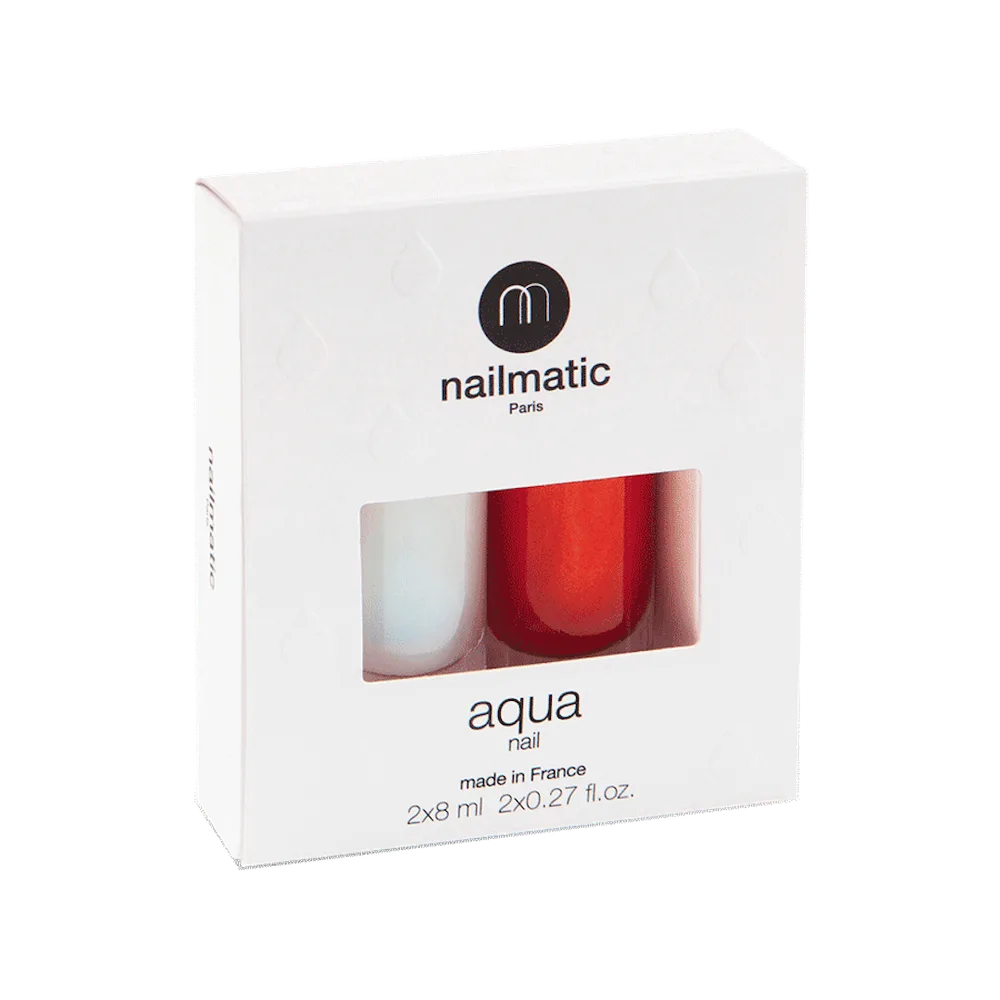 Nailmatic Capucine набор: лак для ногтей на водной основе и база-топ 2 в 1, 16 мл