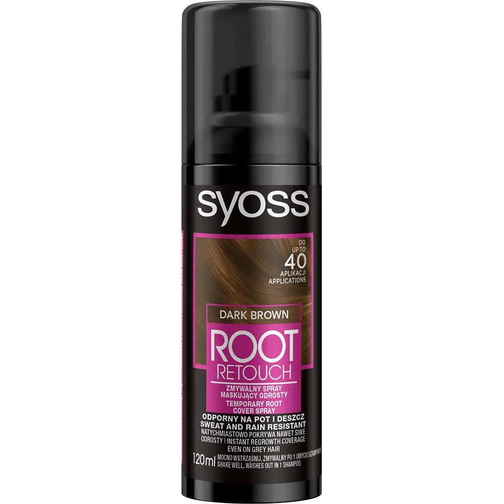 Syoss Root Retoucher спрей для маскировки отросших корней, 120 мл, оттенок DARK BROWN