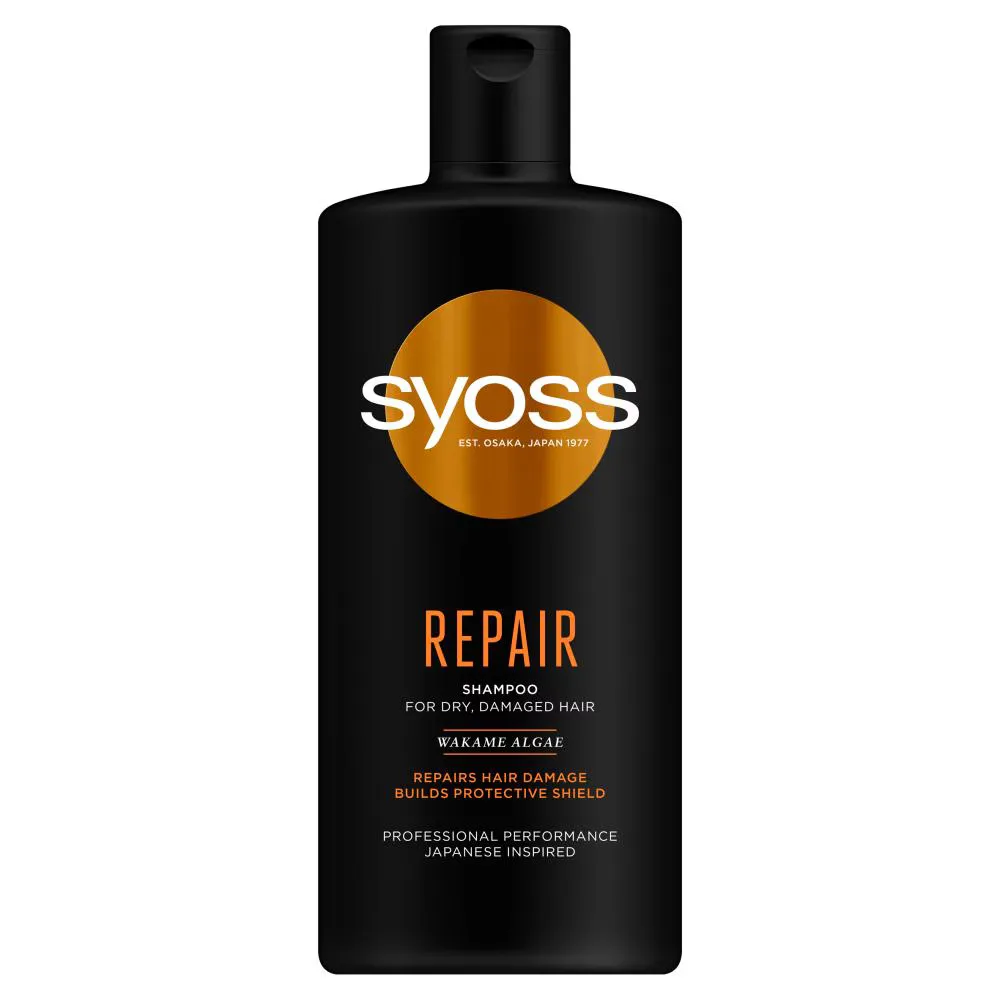 Syoss Repair шампунь для сухих и повреждённых волос с водорослью вакаме 440 мл