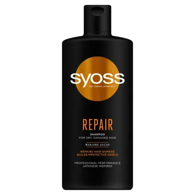 Syoss Repair шампунь для сухих и повреждённых волос с водорослью вакаме 440 мл