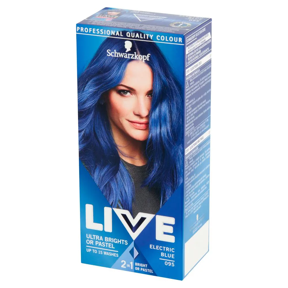 Schwarzkopf and Henkel Ultra Brights краска для волос Electric Blue 095 синяя, интенсивный или пастельный оттенок, окрашивание прядей и омбре, 80 мл Schwarzkopf & Henkel