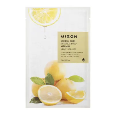 Mizon Joyful Time Essence Mask Vitamin тканевая маска для лица с витамином C 23 г, увлажняющая корейская маска для тусклой кожи