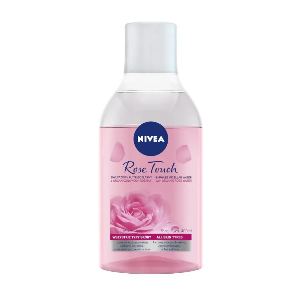 NIVEA Rose Touch двухфазная мицеллярная вода с органической розовой водой для снятия водостойкого макияжа, средство для демакияжа лица, 400 мл