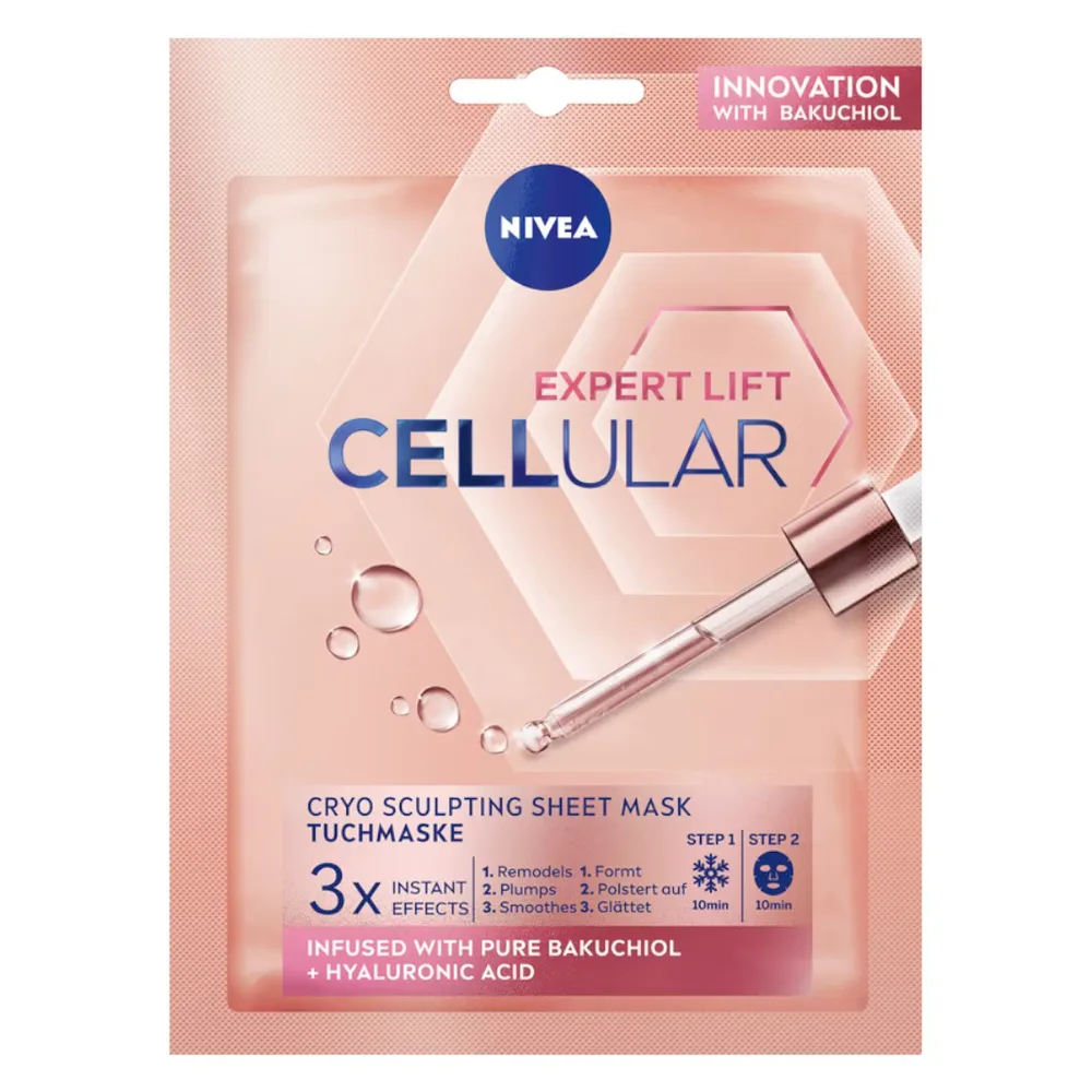 NIVEA Hyaluron Cellular Filler охлаждающая моделирующая тканевая маска для лица с гиалуроновой кислотой, против морщин, 1 шт