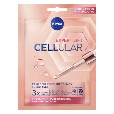 NIVEA Hyaluron Cellular Filler охлаждающая моделирующая тканевая маска для лица с гиалуроновой кислотой, против морщин, 1 шт