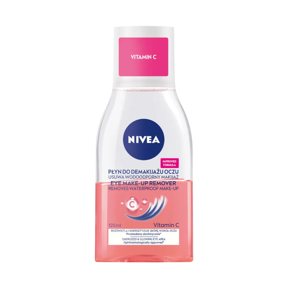 NIVEA двухфазное средство для снятия макияжа с глаз ухаживающее, для водостойкой туши и чувствительных глаз, с витамином C 125 мл